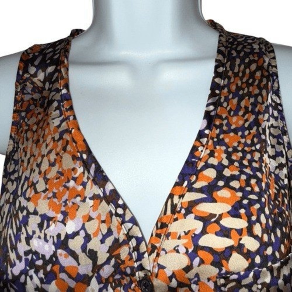 HALE BOB Sleeveless V-Neck Abstract Pebble Print Button Front Blouse NWOT Small - Picture 3 of 6